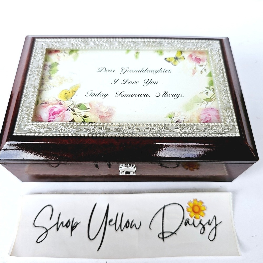 2014 Bradford Exchange Granddaughter Music Box Burlwood Floral Keepsake Gift
